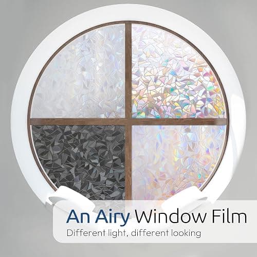 rabbitgoo Window Privacy Film Rainbow Film Decorative Window Sticker, 3D Static Stained Glass Cling Tint for Home Heat Control Non-Adhesive, 17.5 x 78.7 inches thumbnail 3