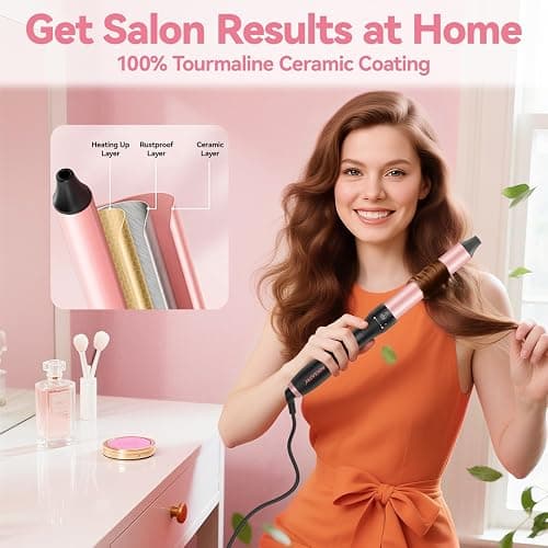 MOCEMTRY 5 in 1 Curling Wand Set (0.35"-1.25") with 3 Barrel Hair Crimper, Bubble Curling Wand and 3 Ceramic Barrels, Curling Iron 1 inch Crimper Hair Tool Waver with Two Temp Control, Gifts for Women thumbnail 7