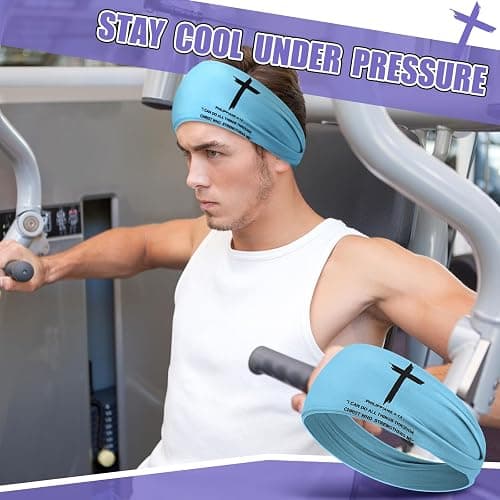 6 PCS Christian Headbands for Women Jesus Faith Cross Athletic Sweatbands Moisture Wicking Twist Knotted Criss Cross Hair Bands with Bible Verse Religious for Sports Workout Football Baseball thumbnail 5