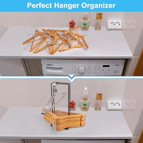 Hanger Organizer Stacker, Clothes Hanger Holder for Closet Laundry Room, Hangars Stacker Hold up 110 Wire Hangers for Storage Organizer, Hanger Rack Stand for Adult Child Velvet Pants Hangers thumbnail 7