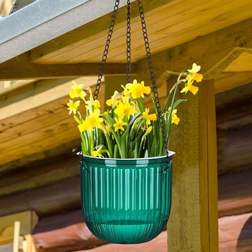 Maxcheck 4 Pcs Self Watering Hanging Planters Indoor Gift 6.5'' 4.5'' Hanging Flower Pots Baskets Outdoor Self Watering Plant with 3hooks Drainage Holes for Home thumbnail 7