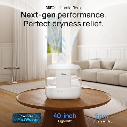 DREO Humidifiers for Bedroom, Top Fill 4L Supersized Cool Mist Humidifier, 36H Runtime, 28 dB Quiet Ultrasonic Air Humidifier for Large Room, Plants, Baby Nursery, Indoor, Night Light, Easy to Clean thumbnail 4