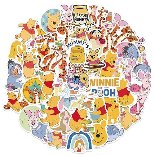 50pcs Cartoon Winnie Pooh Bear Stickers for Kids,Vinyl Waterproof Princess Decal for Water Bottle Laptop Toy Sticker for DIY Decorate Bumper Phone Hard Hat Kids Teens Gifts (Bear) thumbnail 3