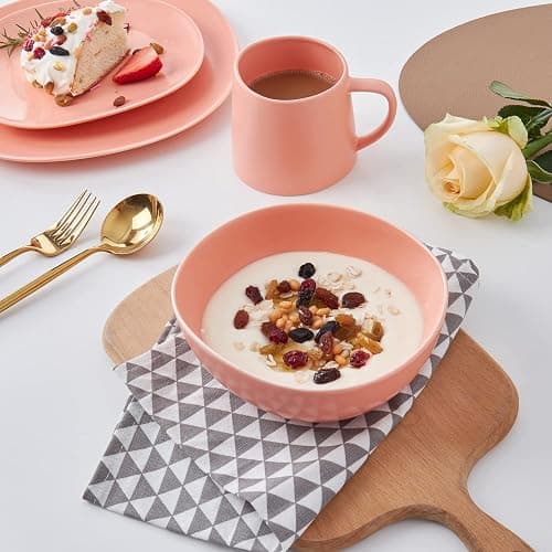 Stone Lain Delilah 6-inch Bowl 6-Piece Dish Set, Porcelain, Peach thumbnail 4