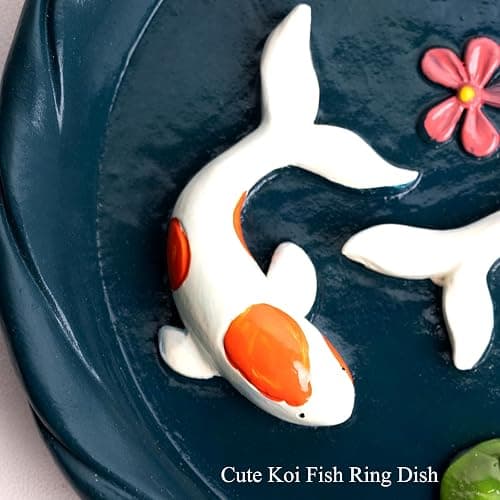 wowhalolo Koi Fish Ring Dish - Resin Jewelry Tray, Jewerly Holder for Women& Engagement Gift, Wedding Ring Holder for Ceremony, Key Bowl for Trinkets, Small Decorative Tray thumbnail 7