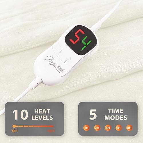 Homemate Heated Blanket Electric Throw - 50"x60" Heating Blanket Throw 1/2/4/6/8 Hours Auto-Off 10 Heat Level Over-Heat Protection Flannel Sherpa ETL Certification thumbnail 4