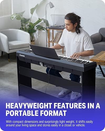 Donner DEP-20 Beginner Digital Piano 88 Key Full Size Weighted Keyboard, Portable Electric Piano with Furniture Stand, 3-Pedal Unit thumbnail 6