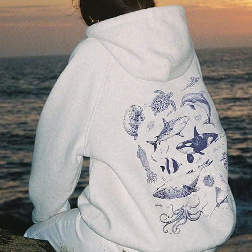 Cute Hoodies for Teen Girls Women Y2k Floral Graphic Oversized Sweatshirt Long Sleeve Aesthetic Preppy Clothes thumbnail 3
