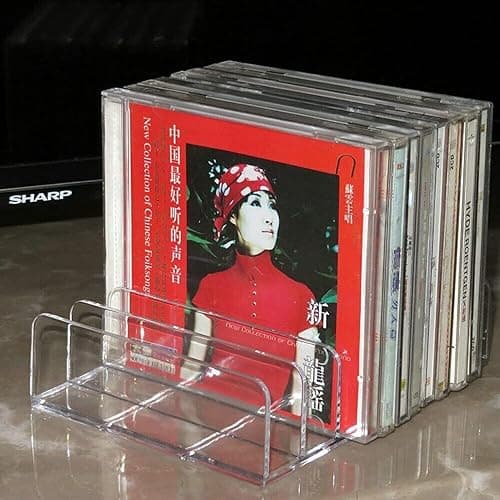 Pmsanzay DVD Storage Box - Clear Acrylic - Stackable DVD and CD Holder, CD Display Rack CD Organizer Stand - Holds up to 14 Standard CD Cases for Media Shelf Storage and Organization - No DVD thumbnail 3