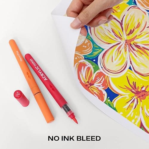MemOffice Direct Liquid Acrylic Paint Markers, 24 Colors Brush Tip Pens with Carrying Case, No Bleed, Waterproof, for Rock, Wood, Canvas, Glass, Fabric, DIY Crafts for Adults thumbnail 2
