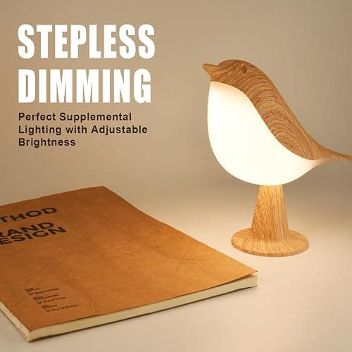 Deogos 2 Cute Bird Table Lamps Combo,Rechargeable Cordless Lamp with 3 Color Temperature and Adjustable Brightness,Small Desk Lights for Bedroom Nightstand Bedside Table - Wood Tone thumbnail 3