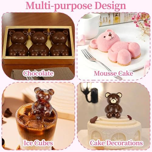 Bear Silicone Mold, 2 Pcs Bear Chocolate Mold 16 Cavity Teddy Bear Silicone Molds for Chocolate, Candy, Ice Cubes, Jello, Jelly, Cake Decorations, Soaps thumbnail 5