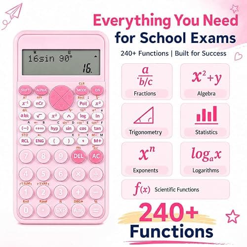 EooCoo 2-Line Standard Scientific Calculator, Portable and Pink School Supplies, Back to School Supplies for Primary Middle High School & College Students thumbnail 3