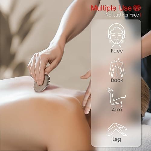 Rena Chris Gua Sha Facial Tools, Stainless Steel Gua Sha, Metal Gua Sha for Jawline Sculpting and Puffiness Reducing, Gua Sha Stainless Steel Tool, Skin Care Gift (Silver) - Silver thumbnail 8