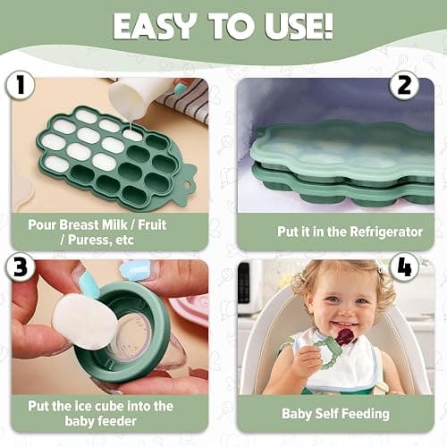 O'doe™ Baby Weaning Set – 15 Pcs Silicone Baby Feeding Set with Suction Plate, Bowl, Bib, Sippy Cup, Fruit Feeder & Freezer Tray – Baby Plates and Bowls Set for 3M+ | BPA-Free Baby Dishes & Utensils thumbnail 4