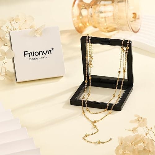 Fnionvn Necklace for Women 18K Gold Plated Stainless Steel Necklace Non Tarnish Layered Necklaces Long Gold Necklace Stack Trendy Y-shaped Charm Necklace Summer Gifts for Women thumbnail 6