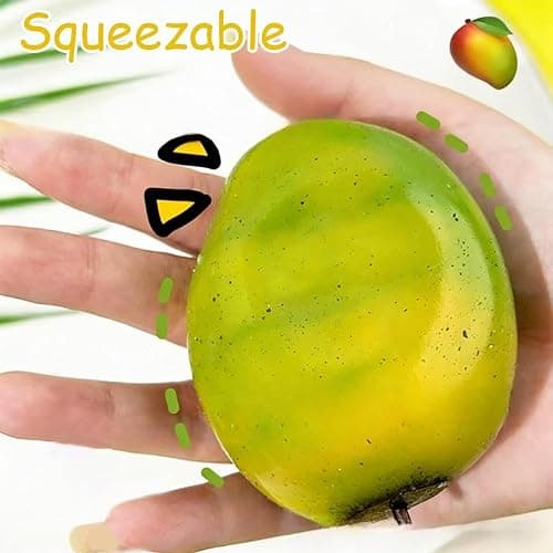 2PCS Chameleon Mango Crunch Squishy - Flexible, Color Changing Mango Stress Ball, Chameleon Mango Crunch Stress Ball with Temperature Color-Changing, Cute Fruit Sensory Fidget Toy for Kids & Adults thumbnail 6