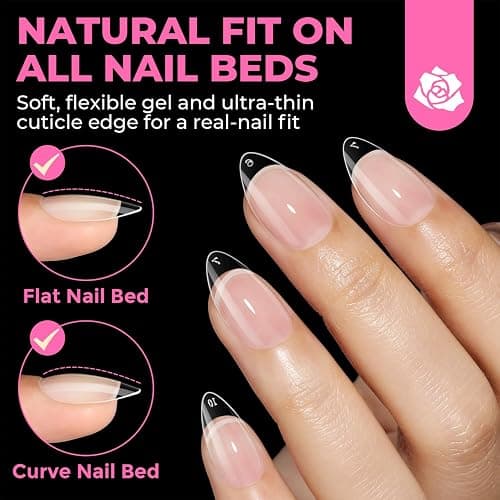 UNA GELLA Short Almond Nail Tips 504PCS Short Fake Nails Soft Press Ons | Gel Nail Tips Pre Shaped Almond Shape Home Nail Extension Full Cover, 12 Sizes Acrylic Gelly Tips thumbnail 4
