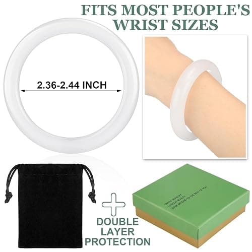 Landical 2.4'' Natural Jade Bracelet for Women Jade Bangle Bracelets with Box Good Luck Bangle Valentine Jewelry Gift thumbnail 2