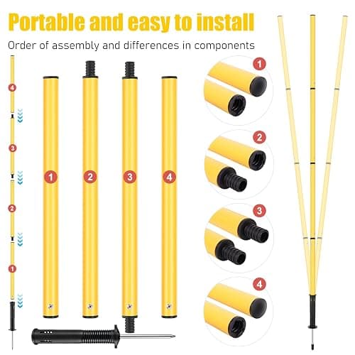 Soccer Agility Training Equipment: 6 Soccer Agility Poles, 20ft Agility Ladder, 10 Soccer Cones, 1 Jump Rope. Soccer Training Poles for Speed Training, Agility Training thumbnail 5
