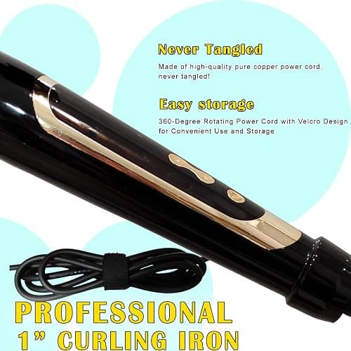 abp 1 Inch Curling Iron Extra Long Barrel with Ceramic Coating for Long/Medium Hair,LED Display Instant Heat up to 450°F with clamp,Hair Waving Style Tool Girls & Women thumbnail 5