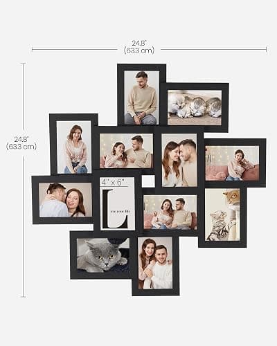 SONGMICS 4x6 Collage Picture Frames, 12-Pack Photo Collage Frame for Wall Decor, Glass Front, Assembly Required, Christmas Gift, Ink Black URPF22BK thumbnail 3