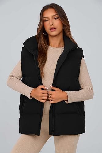 PRETTYGARDEN Women's Puffer Jacket Vests 2025 Fall Casual Sleeveless Stand Collar Zip Up Coats Warm Winter Outerwear thumbnail 5