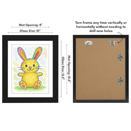 Americanflat Kids Artwork Frame Changeable (Black) - Magnetic Door Holds 100 Art Pieces - 8.5x11 Letter Size Display with Mat or 10x12.5 Without Mat - My Mini Masterpiece thumbnail 2