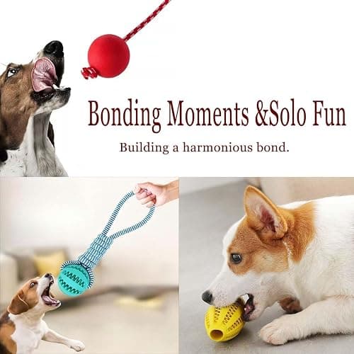 Novique 3 Pack Heavy Duty Dog Rope Toys for Breed Aggressive Chewers, Treat Balls and Dog Squeaky Toy for Puppies & Small Dogs thumbnail 6