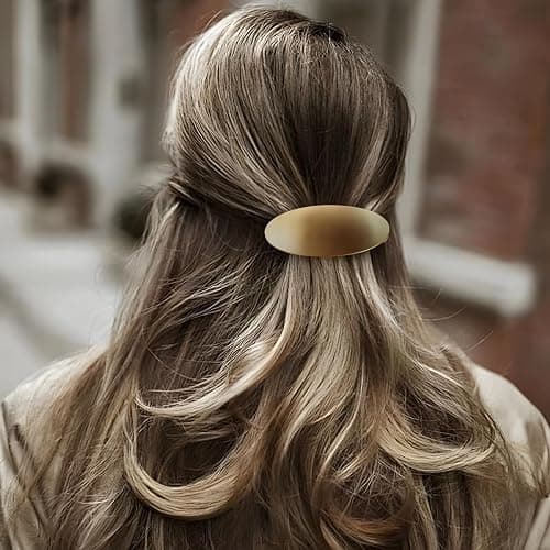 Barrettes For Women - 3inch Oval Vintage Metal Hair Clip - Gold Hair Barrette For Long Thick Hair - Prom & Formal Events thumbnail 6