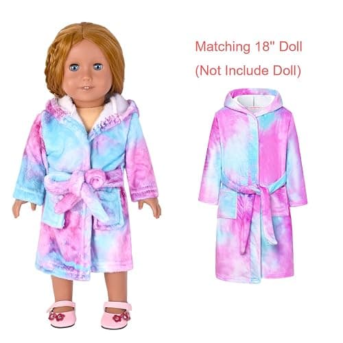 CHILDRENSTAR Matching Girls & Doll Robe Kids Bathrobes Plush Soft Fleece Pajamas Sleepwear thumbnail 6
