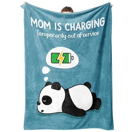 Craftique Funny Christmas Birthday Gifts for Mom- Mom is Charging Blanket- New Moms Gifts for Women, Super Soft Blanket Throw for Napping Travel, 80”×60” - Image 1