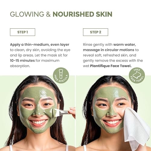 PLANTIFIQUE Clay Mask with Avocado & Superfoods - Korean Face Masks Skincare Products - Dermatologically Tested - Masque Visage Beauté - Gift Idea, 110g / 3.88 fl oz thumbnail 5