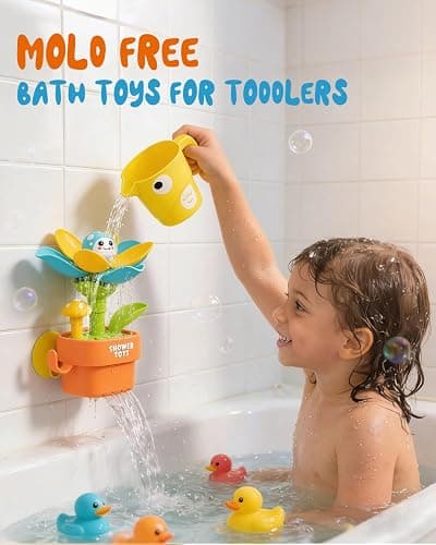 Bath Toys for Kids Ages 1-3: Flower Set with Watering Cup, Toddler Interactive Bath Toys with Strong Suction Cup, Attach to Any Tub or Shower Fun for Bath Time - Great for Boys, Girls Shower Gifts thumbnail 3