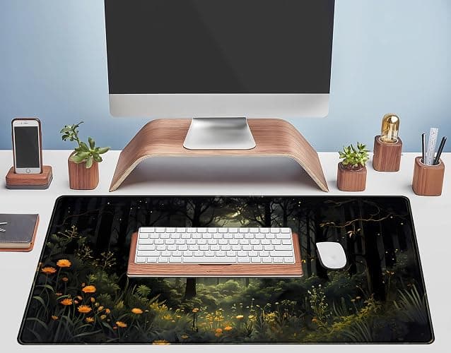 Dark Forest Desk Mat Mouse pad, Green Nature Deskmat XXL Large Extended Aesthetic Plant Mousepad Gaming Desk Pad, Big Laptop Computer Keyboard and Mouse Mat for Women Office Desk Decor 31.5x15.7 in thumbnail 5