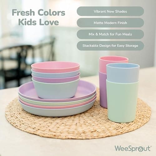WeeSprout Bamboo Toddler Cups - 4 pc Set (10 fl oz), Organic & Non-Plastic Cup Pack for Toddlers, Big Kids or Baby, Natural - 4 Count (Pack of 1) - Blue, Yellow, Orange & Red thumbnail 6