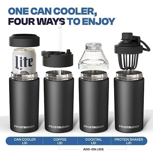 Frost Buddy Universal Can Cooler, Stainless Steel, Pink Checkered | Fits 12oz, 16oz, slim cans, tall boys, bottles | Metal beer chiller & can insulator | Sweat-proof | 24-hour cold thumbnail 7