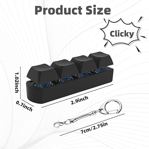 2Pcs Keyboard Fidget Toy, Fidget Toys, Quality and Built to Last, Clicky Fidgets Toy, Portable Fidgets Keyboard 4 Buttons with Keychain, Fashional Functional Gifts for Adults and Kids (Black Clicky) thumbnail 2