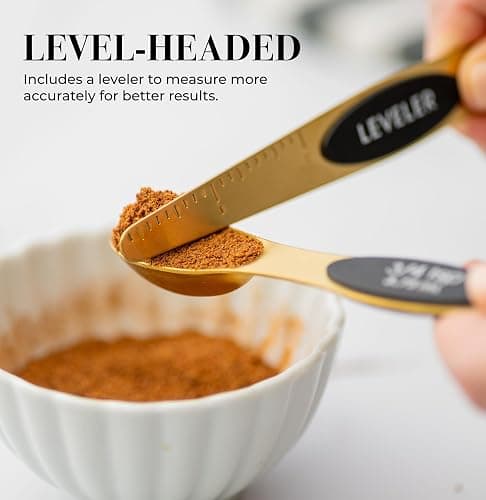 Magnetic Measuring Spoons Set – Stainless Steel Gold Measuring Spoons for Cooking and Baking – Cute and Durable Gold Kitchen Accessories - Great for Gifting thumbnail 6