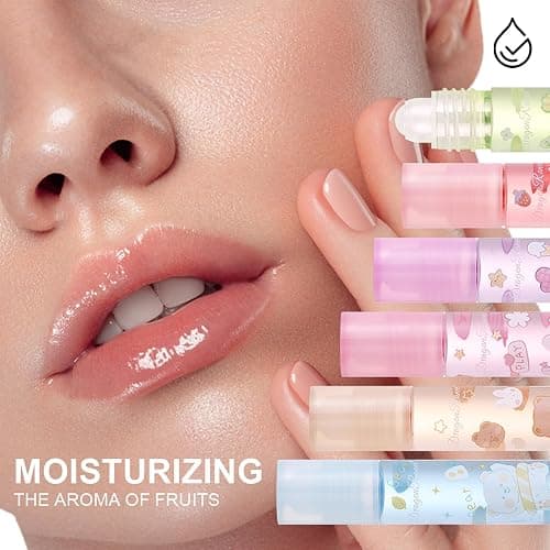 DENESTUP 6pcs Roll On Lip Gloss Set, Fruit Flavored Lip Gloss Set Glossy Lip Make-up for Women Non Toxic, Party Gift, Best Friends thumbnail 2