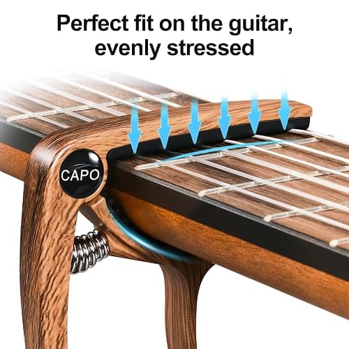Kapodaster für Gitarre Capo Gitarren mit 6 Plektren, Capodasta Gitarre für Ukulele Westerngitarre E-Gitarre, Metall Holz thumbnail 3