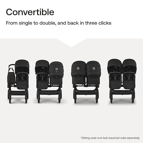 Bugaboo Donkey 6 Single-to-Double Convertible Stroller - Heritage Black | Side-by-side design, newborn and toddler use, XL storage basket, one-hand steering thumbnail 5
