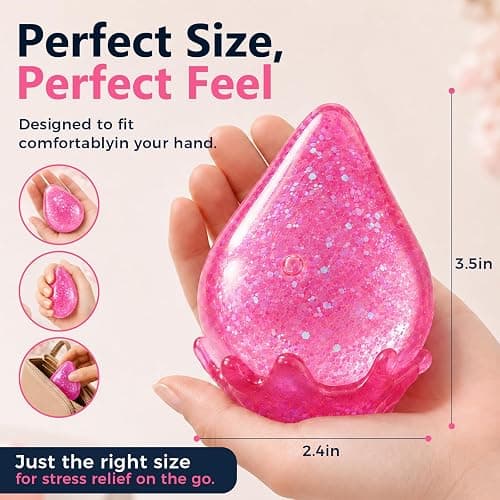 Dream Glitter Drop Squishy, Sugar Droplet Squishy Stress Ball, Water Drop Fidget Toy, Raindrop Squishy Sensory for Anxiety Relief, Slow Rising Squeeze Toy Gift for Birthday (Glitter Blue) thumbnail 2