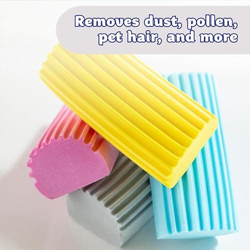 Scrub Daddy Damp Duster, Multipurpose Dusters for Cleaning - Wooden & Venetian Blind Cleaner Tool, Ridged Wet Dust Sponge for Skirting Board, Radiator, Blinds & Mirrors, Home Cleaning Products, Pink thumbnail 4