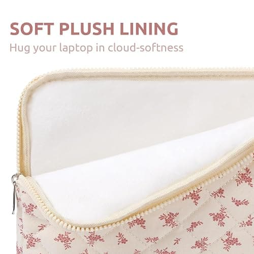 Puffy Laptop Sleeve 13-15.6 Inch Cute Quilted Laptop Protective Case Padded Floral Computer Sleeve for MacBook (A-Pink, 13 Inch) thumbnail 4