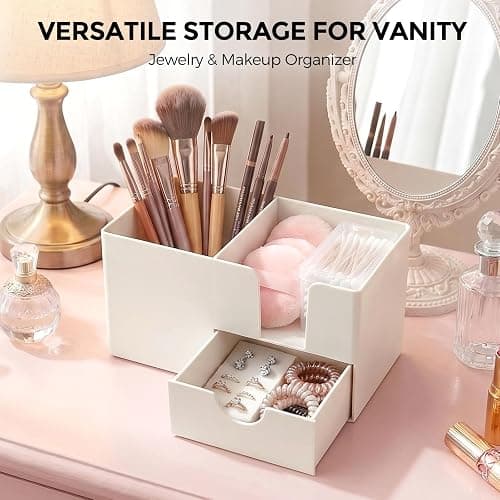 SKYDUE Small Desk Organizer with Drawer | 3 Compartments, Desk Pen Holder, For Home, School, Classroom & Office thumbnail 8