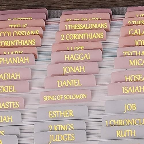 Thinkor Reposition Gold Foil Laminated Bible Tabs, Large Print Stickers, Easy to Read and Apply Bible Tabs for Women and Man (Pearl Gold Foil) thumbnail 4