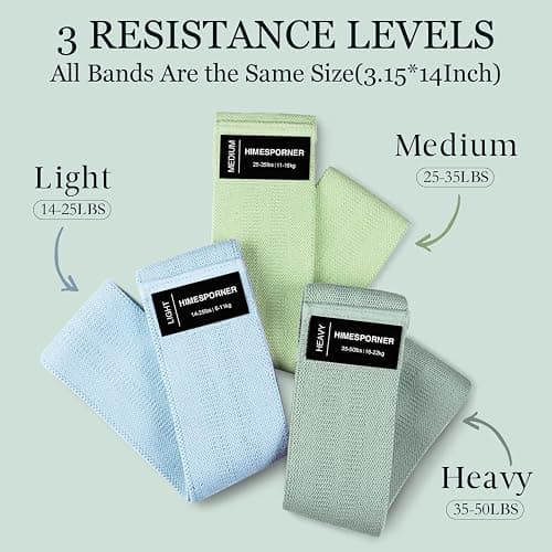 HIMESPORNER Wide Fabric Resistance Bands for Working Out, 3 Level Non-Slip Exercise Booty Bands for Women & Men Leg and Glutes with Hair Ties and Tape Measure - for Home Gym Workout, Yoga, Pilates thumbnail 2