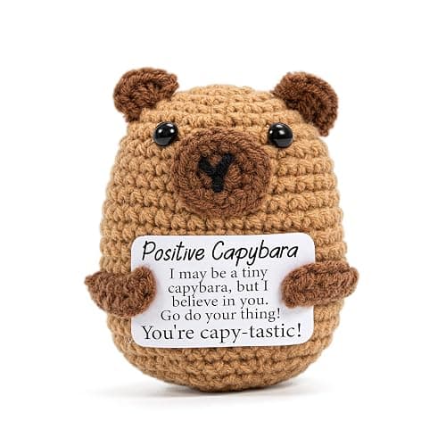Vinuwu Positive Crochet Animals Capybara Gifts,Emotional Support Gift with Positive Affirmation Cards,Funny Inspirational for Women (A) - Image 1