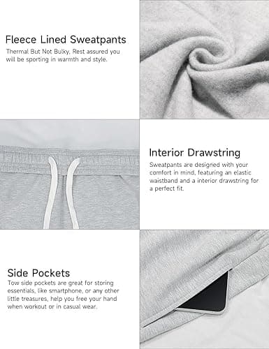 HeSaYep Women's Fleece Lined Sweatpants Wide Leg Thermal Winter Warm Baggy Sweat Pants with Pockets thumbnail 5